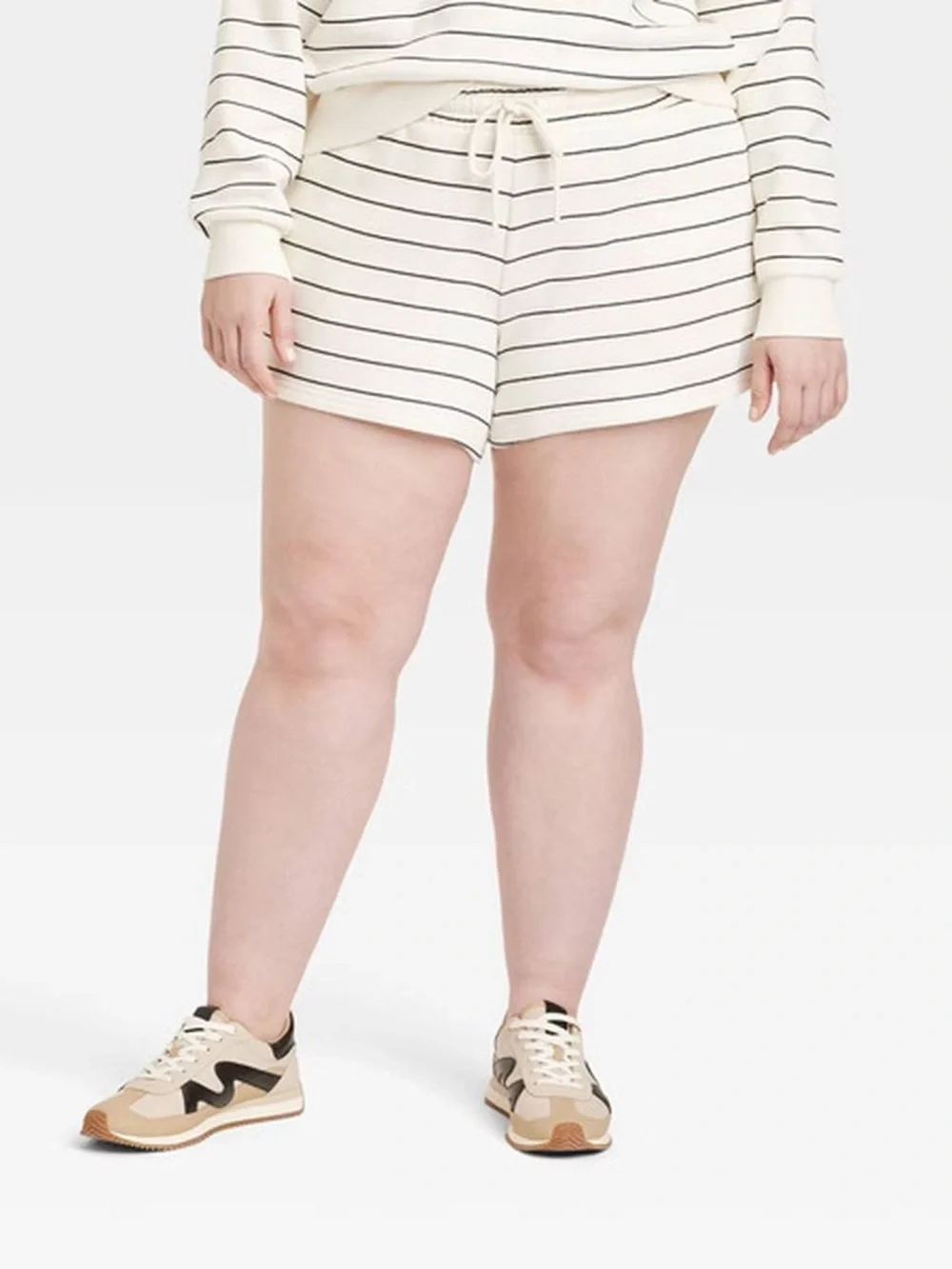 Universal Thread Cream Striped Drawstring Athletic Shorts